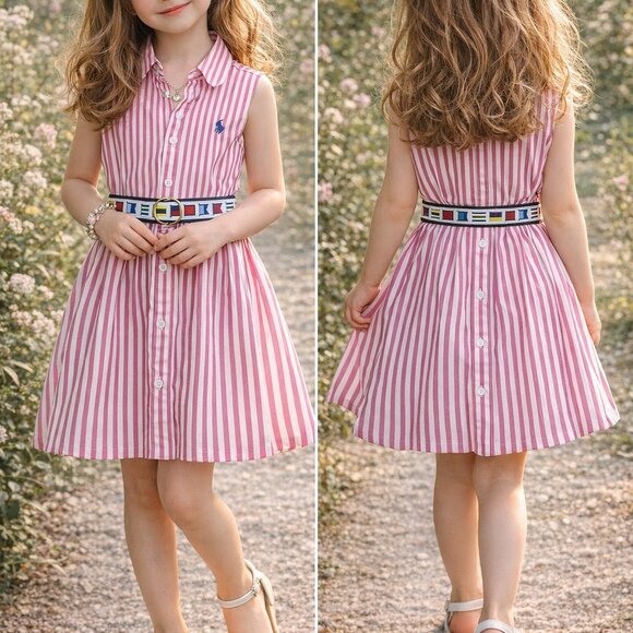 Ralph Lauren Girls Preppy Outfit Set Dress + Accessories 6X - Picture 5 of 5